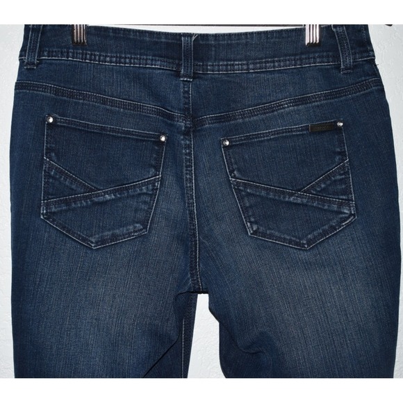 Chicos 00 Sz 2 So Slimming Zip Ankle Stretch Denim Blue Jeans 5-Pocket Straight - Picture 15 of 16